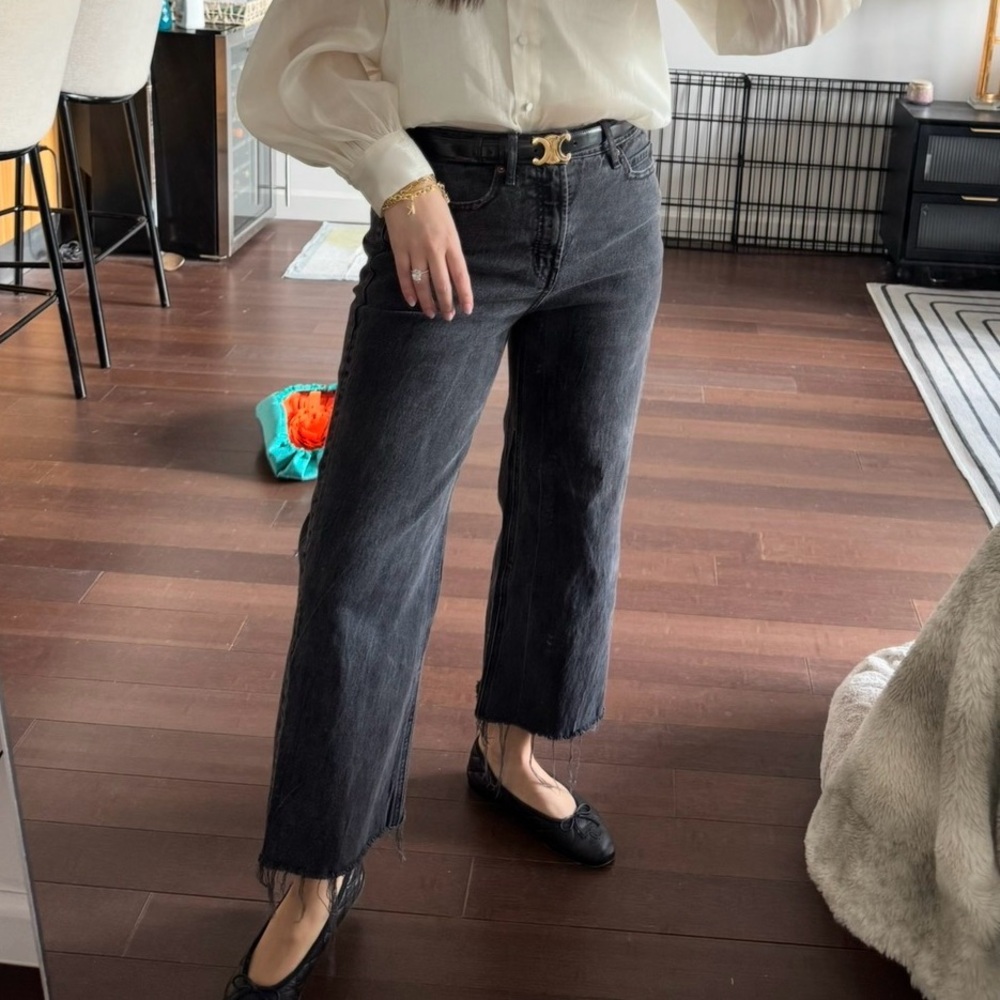 Old Navy Women's Black Washed Wide Leg Jeans